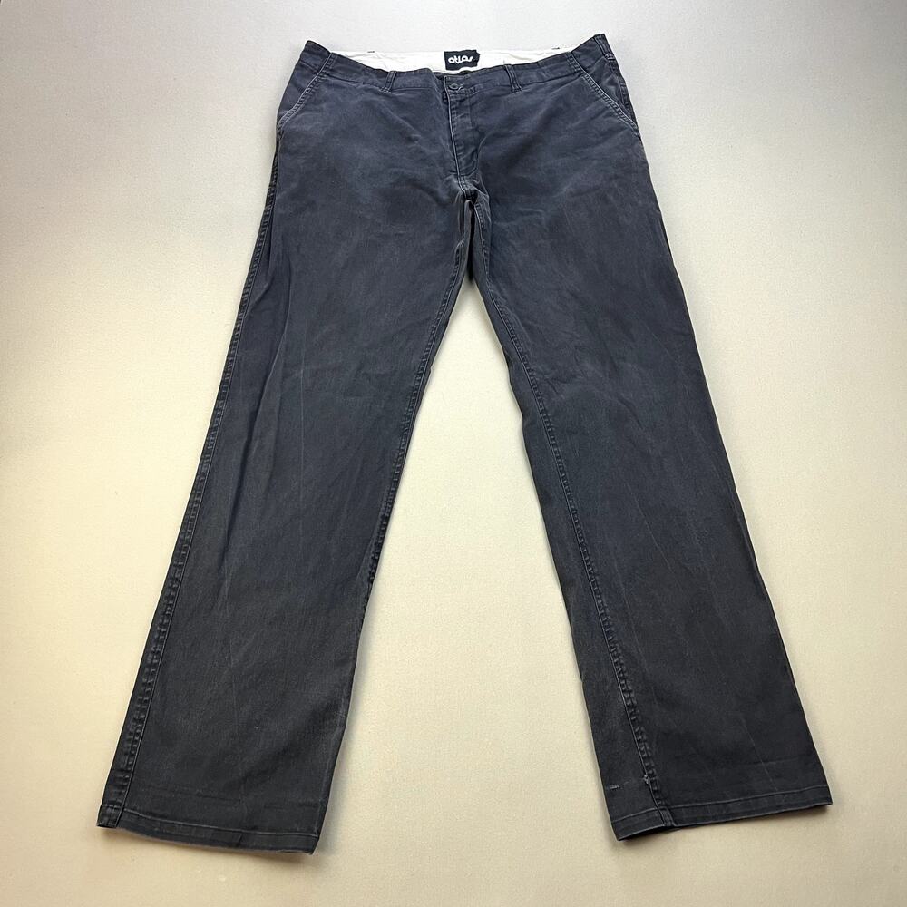 Atlas Skateboarding Pants Mens 36 Black Chino Straight Leg Skater Charcoal Wash